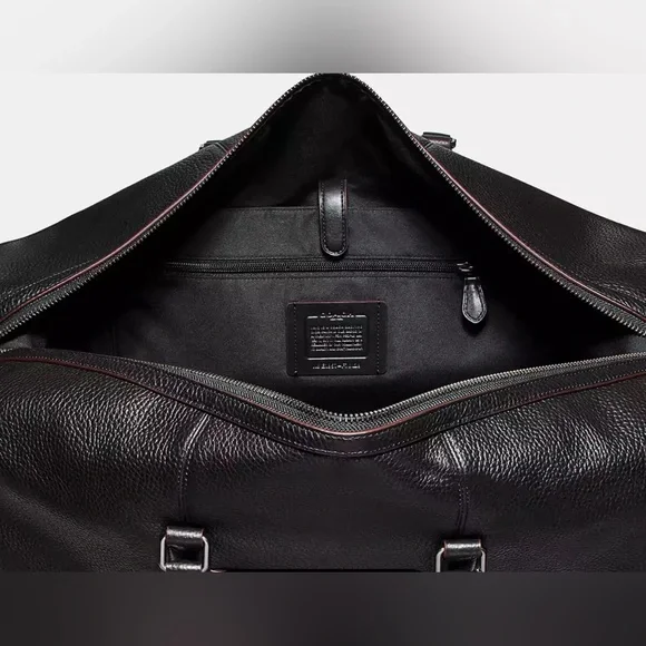 Coach Black Leather Trekker Bag 52 With Red Trim - Picture 6 of 11